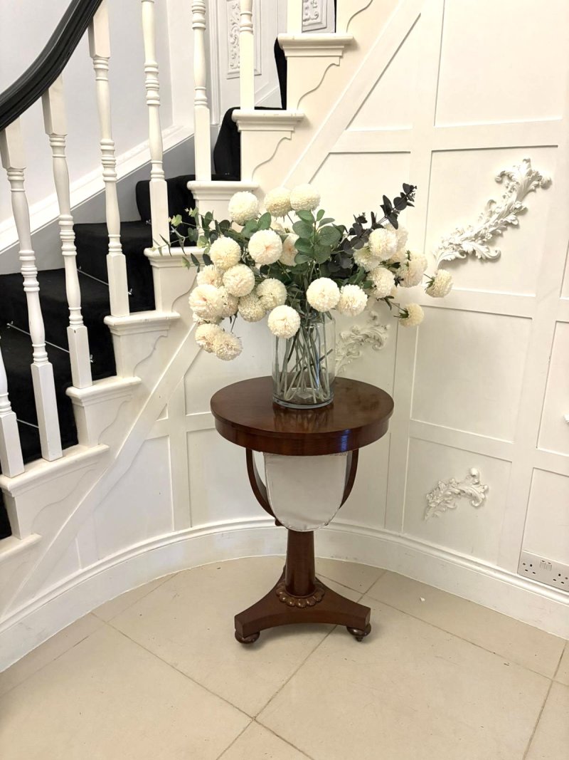 Antique Victorian Quality Mahogany Circular Sewing / Lamp Table
